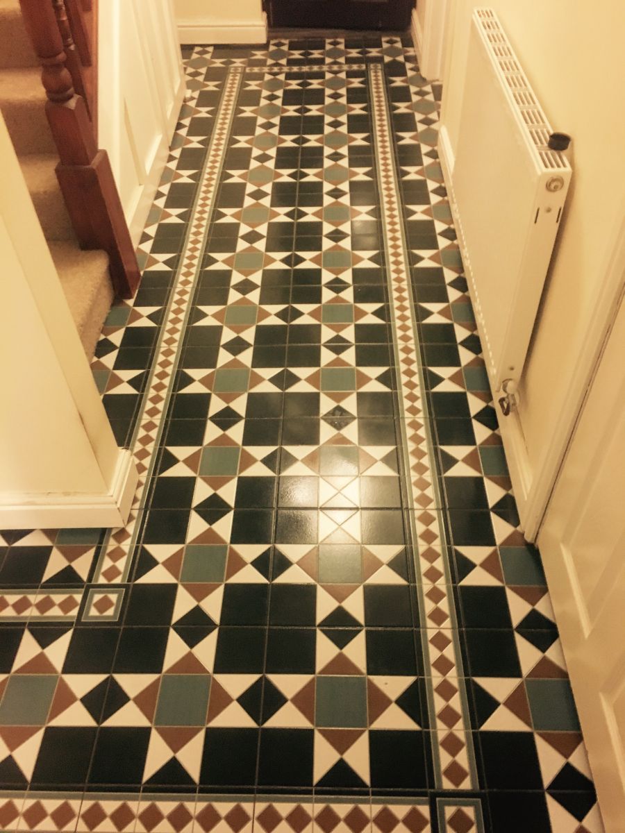 Victorian style hallway floor , Porcelain  tile and stone flooring